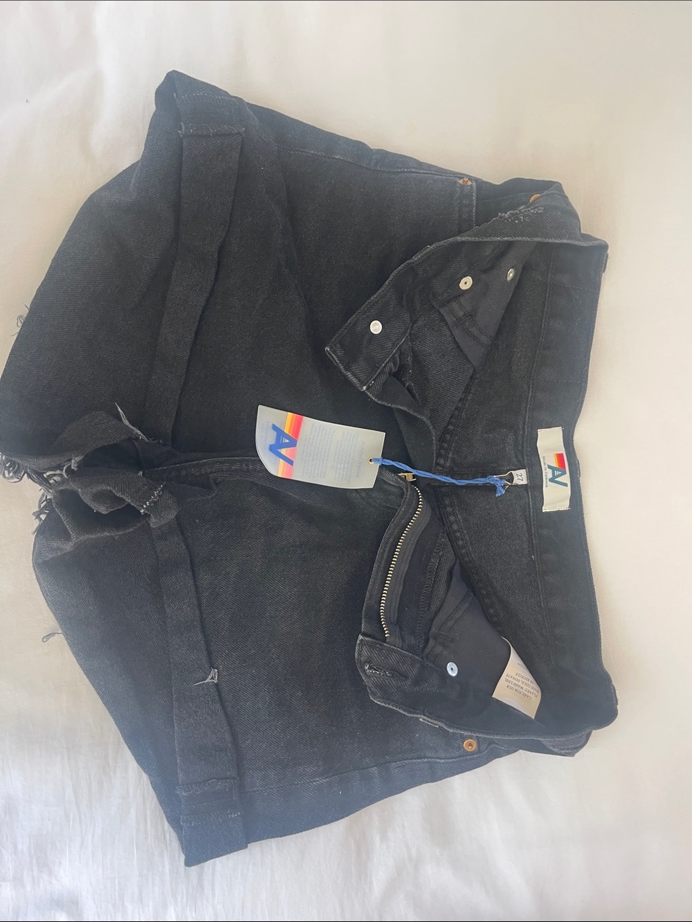 Aviator Nation Black Women's Denim Shorts - High-Rise Casual